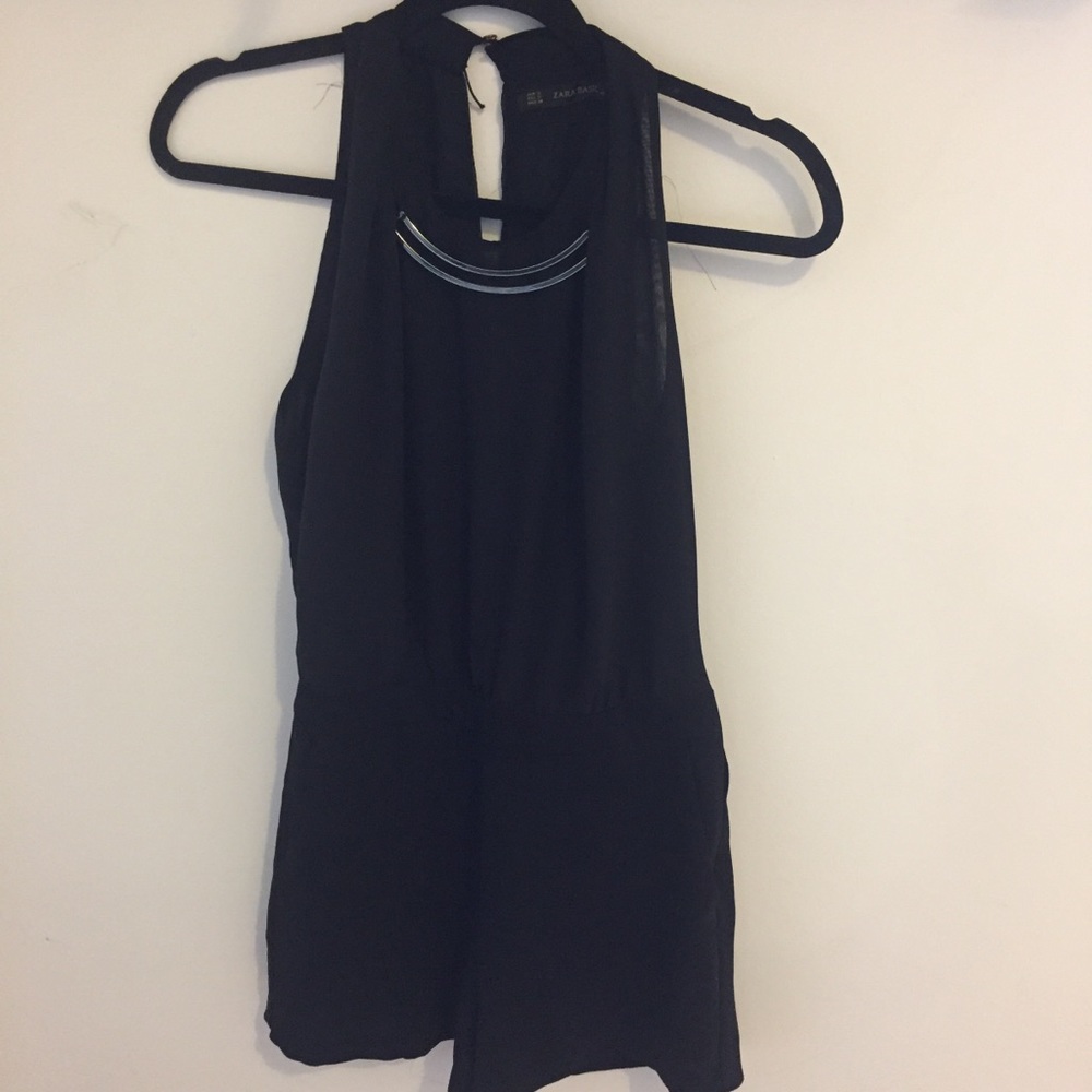 Zara Basic Black Romper With Cutouts - image 1